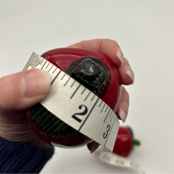 Set Of 2 Red Peppers Vintage Murano Style Art Glass Hand Blown Vegetable Fruit - Picture 4 of 13